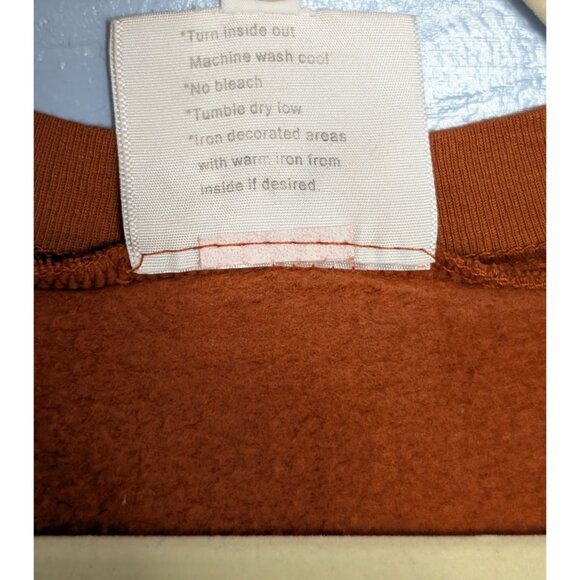 Nu Views Rust Orange XXL Long-Sleeve Top Abstract Patchwork vintage 80s Western - Picture 7 of 14